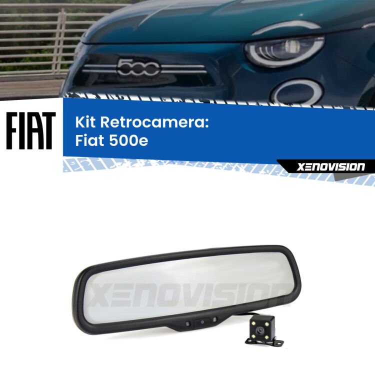 Kit Telecamera Parcheggio e Specchietto retrovisore con display invisibile per Fiat 500e . Spento è identico all’originale. In retromarcia, l’immagine appare in un riquadro prima invisibile