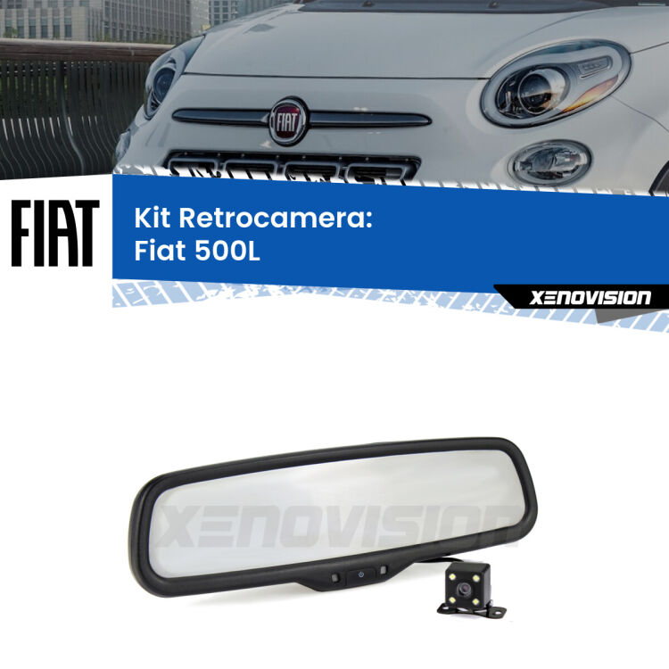 Kit Telecamera Parcheggio e Specchietto retrovisore con display invisibile per Fiat 500L . Spento è identico all’originale. In retromarcia, l’immagine appare in un riquadro prima invisibile