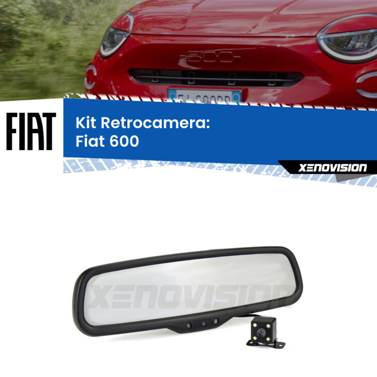 Kit Telecamera Parcheggio e Specchietto retrovisore con display invisibile per Fiat 600 . Spento è identico all’originale. In retromarcia, l’immagine appare in un riquadro prima invisibile