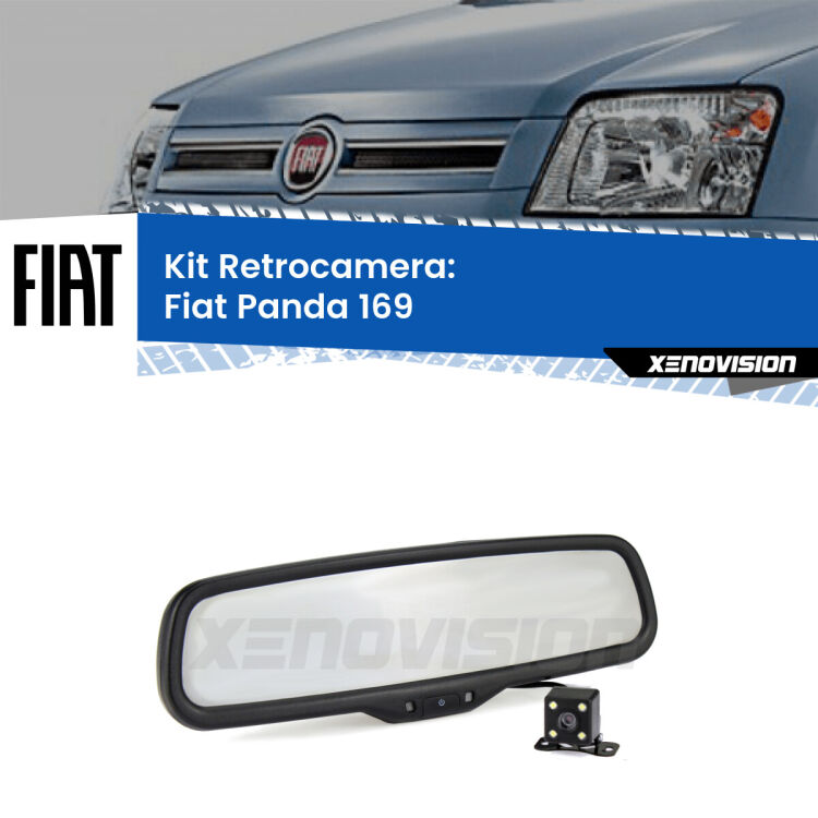 Kit Telecamera Parcheggio e Specchietto retrovisore con display invisibile per Fiat Panda 169. Spento è identico all’originale. In retromarcia, l’immagine appare in un riquadro prima invisibile