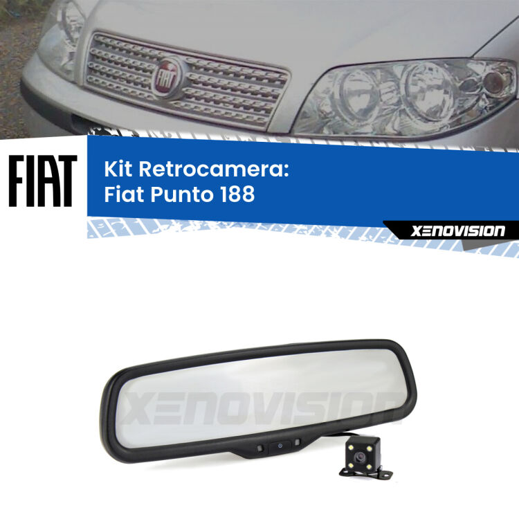 Kit Telecamera Parcheggio e Specchietto retrovisore con display invisibile per Fiat Punto 188. Spento è identico all’originale. In retromarcia, l’immagine appare in un riquadro prima invisibile