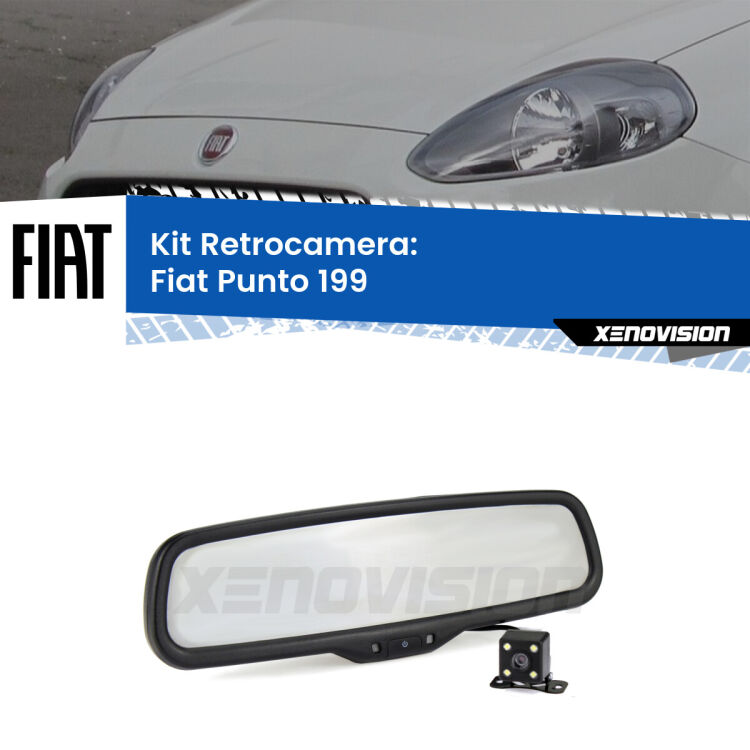 Kit Telecamera Parcheggio e Specchietto retrovisore con display invisibile per Fiat Punto 199. Spento è identico all’originale. In retromarcia, l’immagine appare in un riquadro prima invisibile