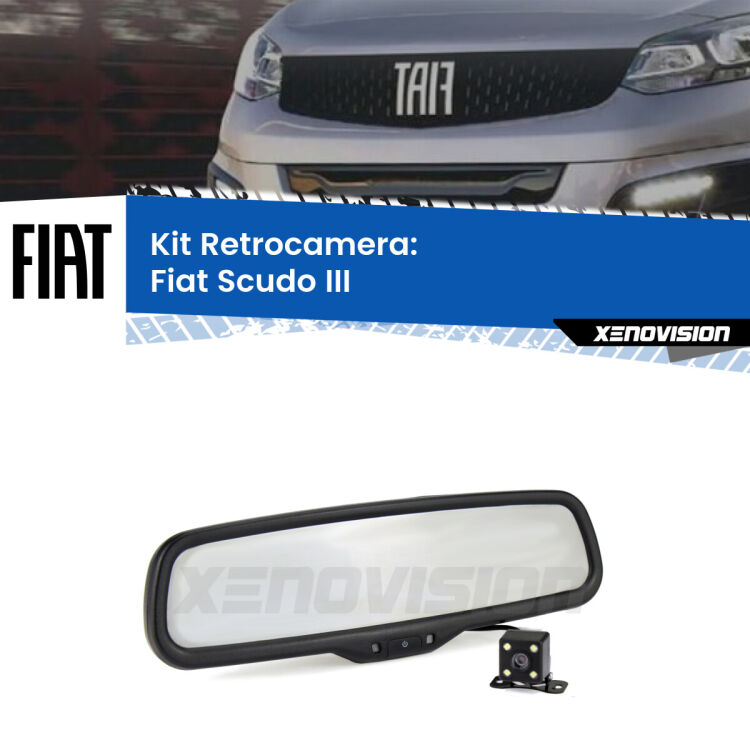 Kit Telecamera Parcheggio e Specchietto retrovisore con display invisibile per Fiat Scudo III. Spento è identico all’originale. In retromarcia, l’immagine appare in un riquadro prima invisibile