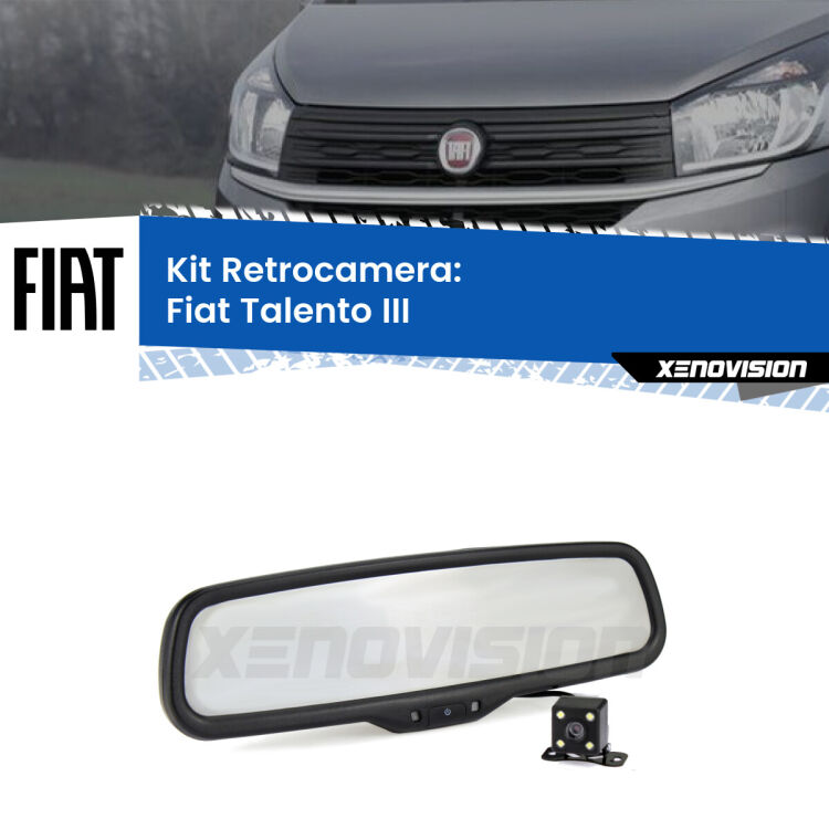 Kit Telecamera Parcheggio e Specchietto retrovisore con display invisibile per Fiat Talento III. Spento è identico all’originale. In retromarcia, l’immagine appare in un riquadro prima invisibile