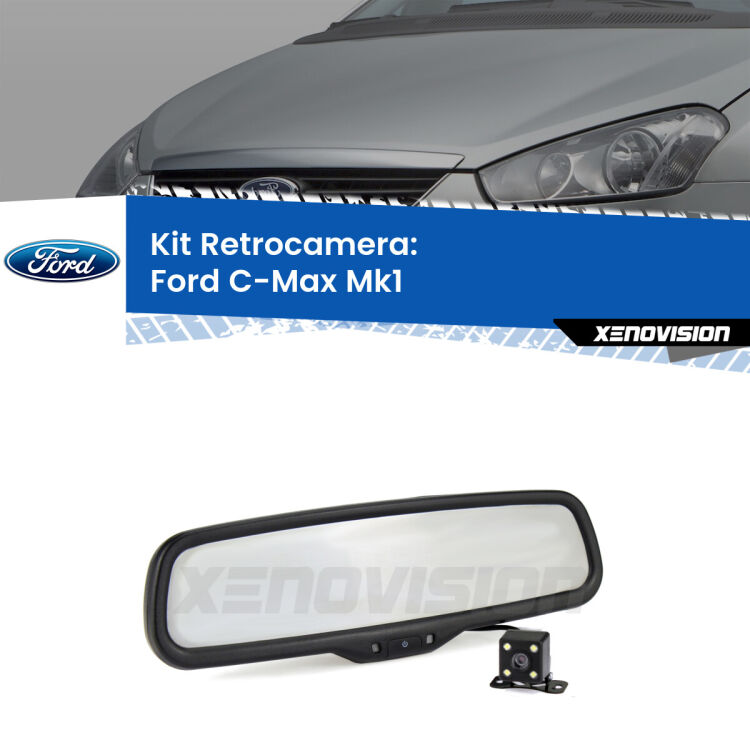 Kit Telecamera Parcheggio e Specchietto retrovisore con display invisibile per Ford C-Max Mk1. Spento è identico all’originale. In retromarcia, l’immagine appare in un riquadro prima invisibile