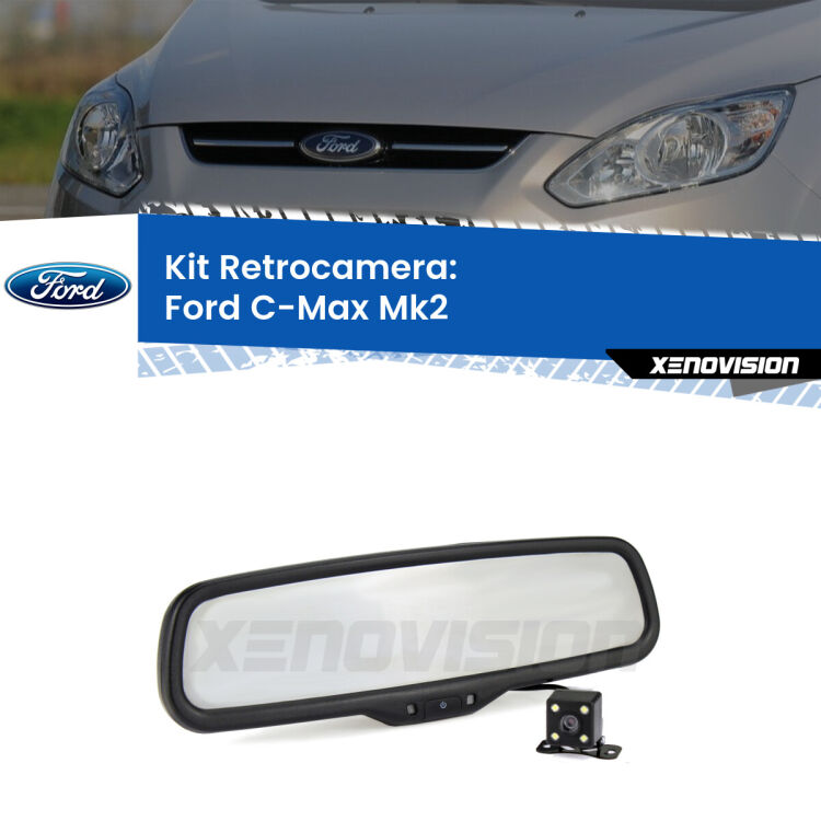 Kit Telecamera Parcheggio e Specchietto retrovisore con display invisibile per Ford C-Max Mk2. Spento è identico all’originale. In retromarcia, l’immagine appare in un riquadro prima invisibile