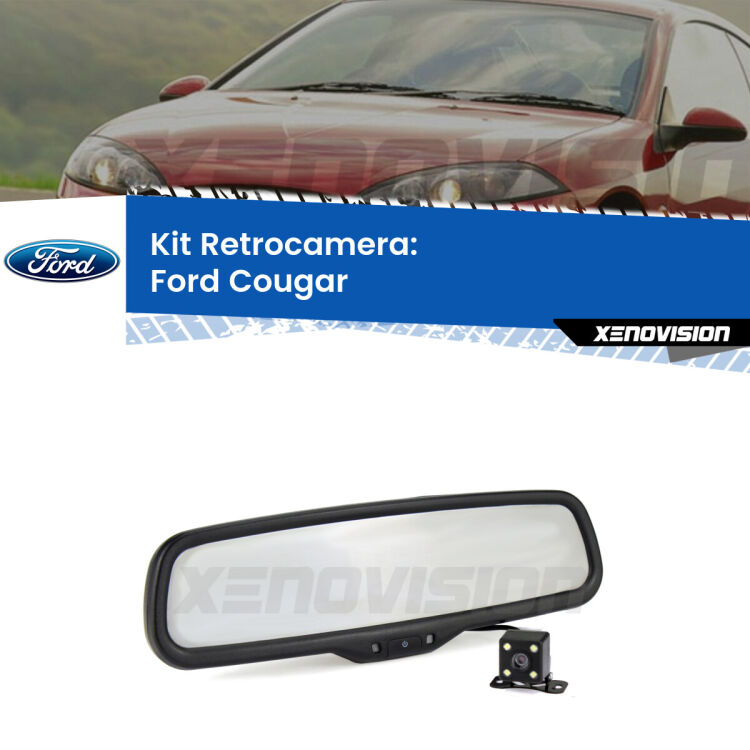 Kit Telecamera Parcheggio e Specchietto retrovisore con display invisibile incorporato per Ford Cougar . Da spento è indistinguibile da un retrovisore originale. Con 2 ingressi video per telecamere retromarcia, l'immagine appare in un riquadro che prima era invisibile.