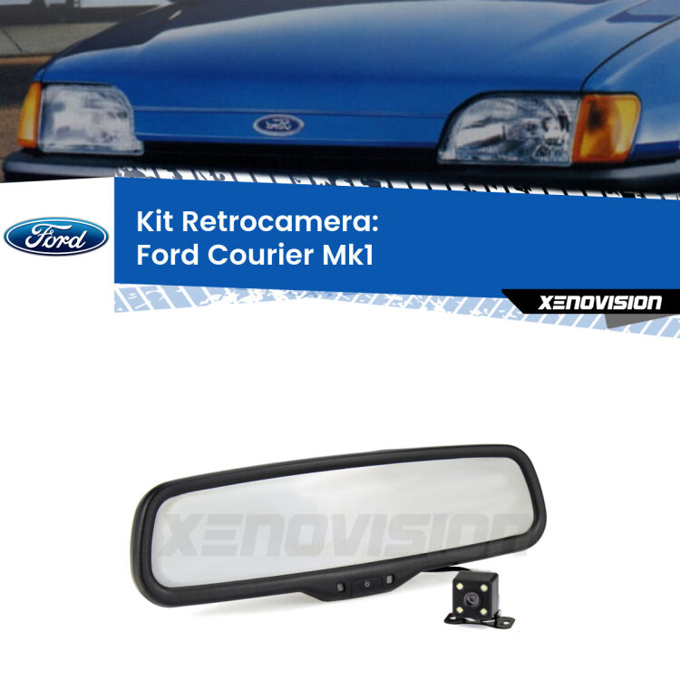 Kit Telecamera Parcheggio e Specchietto retrovisore con display invisibile per Ford Courier Mk1. Spento è identico all’originale. In retromarcia, l’immagine appare in un riquadro prima invisibile