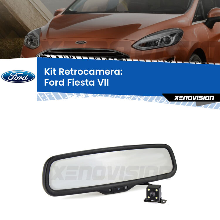 Kit Telecamera Parcheggio e Specchietto retrovisore con display invisibile per Ford Fiesta VII . Spento è identico all’originale. In retromarcia, l’immagine appare in un riquadro prima invisibile