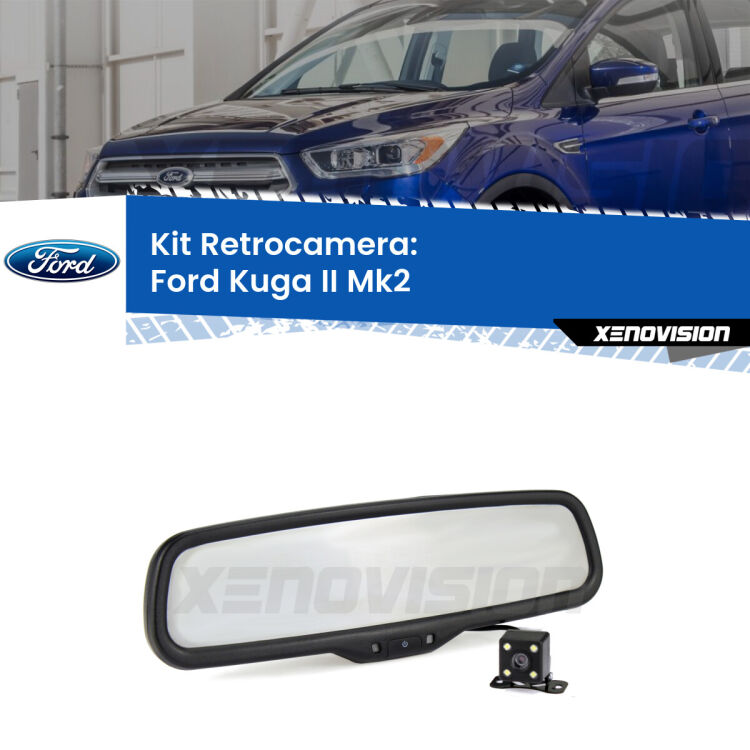 Kit Telecamera Parcheggio e Specchietto retrovisore con display invisibile per Ford Kuga II . Spento è identico all’originale. In retromarcia, l’immagine appare in un riquadro prima invisibile