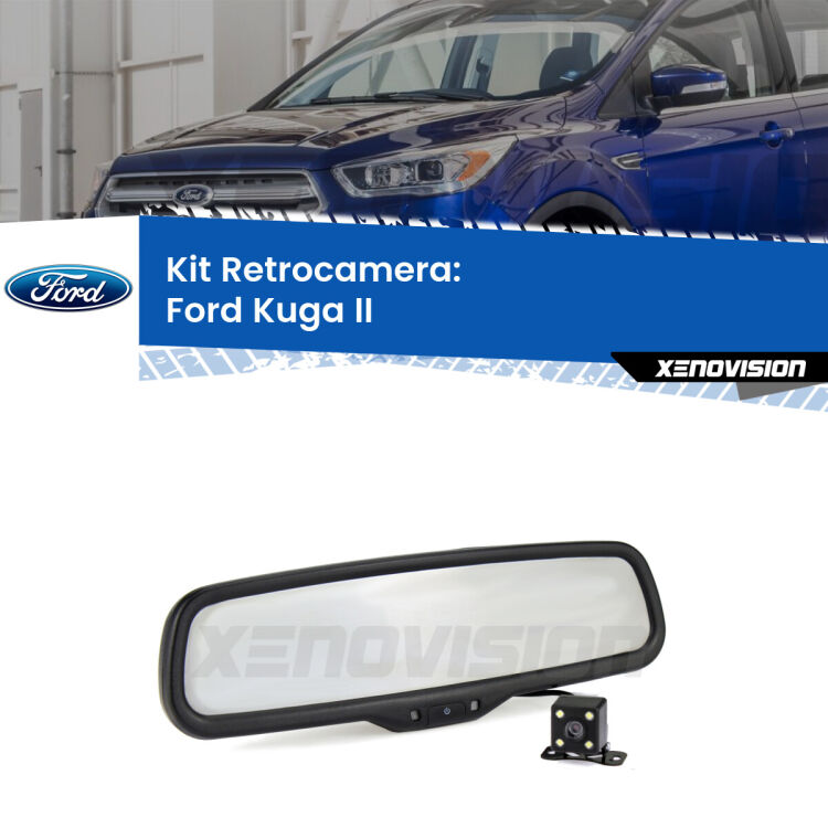 Kit Telecamera Parcheggio e Specchietto retrovisore con display invisibile per Ford Kuga II . Spento è identico all’originale. In retromarcia, l’immagine appare in un riquadro prima invisibile