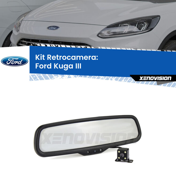 Kit Telecamera Parcheggio e Specchietto retrovisore con display invisibile per Ford Kuga III . Spento è identico all’originale. In retromarcia, l’immagine appare in un riquadro prima invisibile