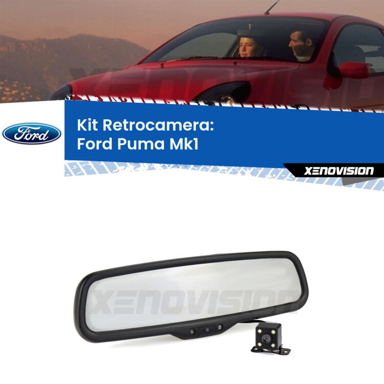 Kit Telecamera Parcheggio e Specchietto retrovisore con display invisibile per Ford Puma Mk1. Spento è identico all’originale. In retromarcia, l’immagine appare in un riquadro prima invisibile