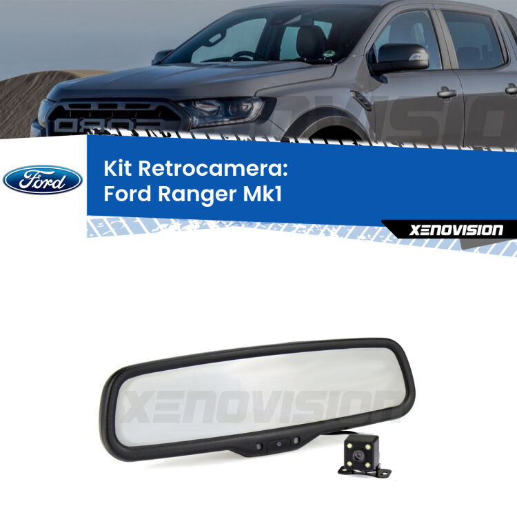 Kit Telecamera Parcheggio e Specchietto retrovisore con display invisibile per Ford Ranger Mk1. Spento è identico all’originale. In retromarcia, l’immagine appare in un riquadro prima invisibile