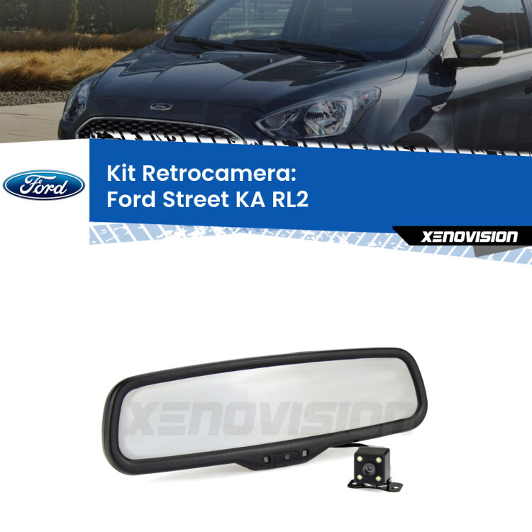 Kit Telecamera Parcheggio e Specchietto retrovisore con display invisibile per Ford Street KA RL2. Spento è identico all’originale. In retromarcia, l’immagine appare in un riquadro prima invisibile