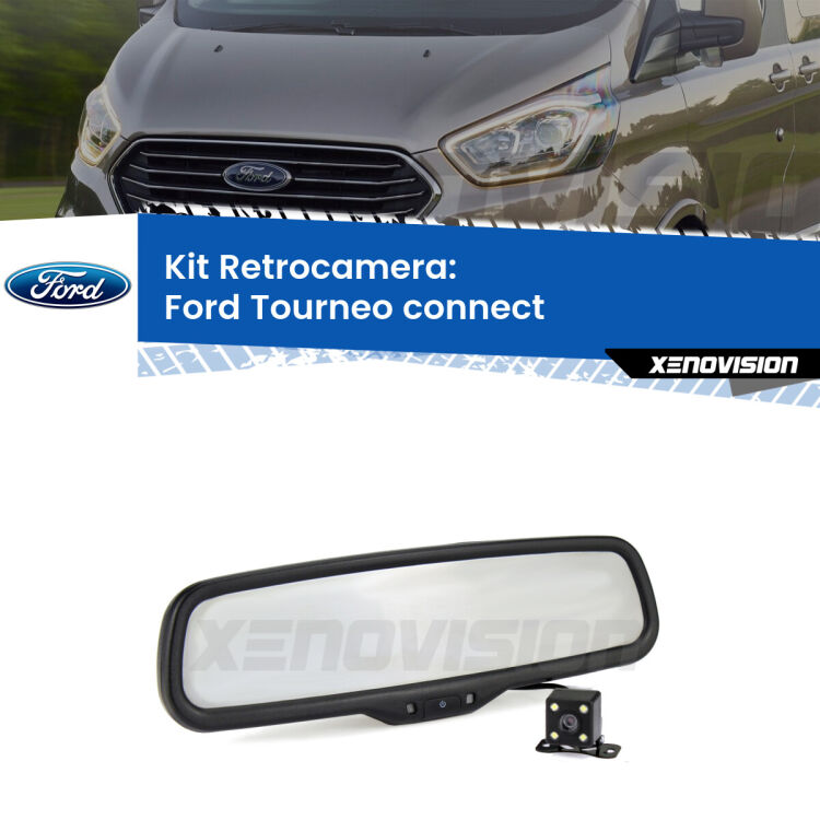 Kit Telecamera Parcheggio e Specchietto retrovisore con display invisibile per Ford Tourneo connect . Spento è identico all’originale. In retromarcia, l’immagine appare in un riquadro prima invisibile