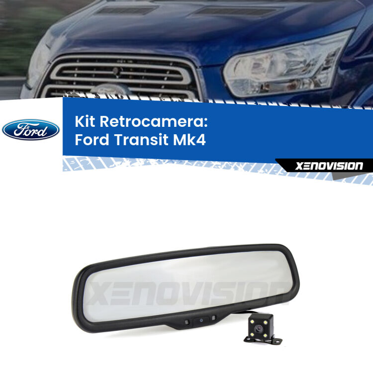 Kit Telecamera Parcheggio e Specchietto retrovisore con display invisibile per Ford Transit Mk4. Spento è identico all’originale. In retromarcia, l’immagine appare in un riquadro prima invisibile