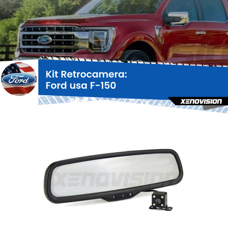 Kit Telecamera Parcheggio e Specchietto retrovisore con display invisibile per Ford usa F-150 . Spento è identico all’originale. In retromarcia, l’immagine appare in un riquadro prima invisibile