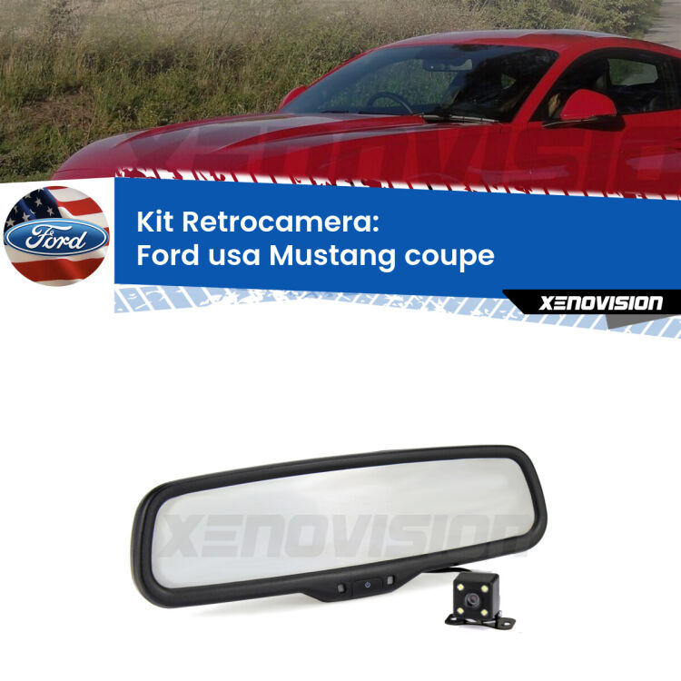 Kit Telecamera Parcheggio e Specchietto retrovisore con display invisibile per Ford usa Mustang coupe . Spento è identico all’originale. In retromarcia, l’immagine appare in un riquadro prima invisibile