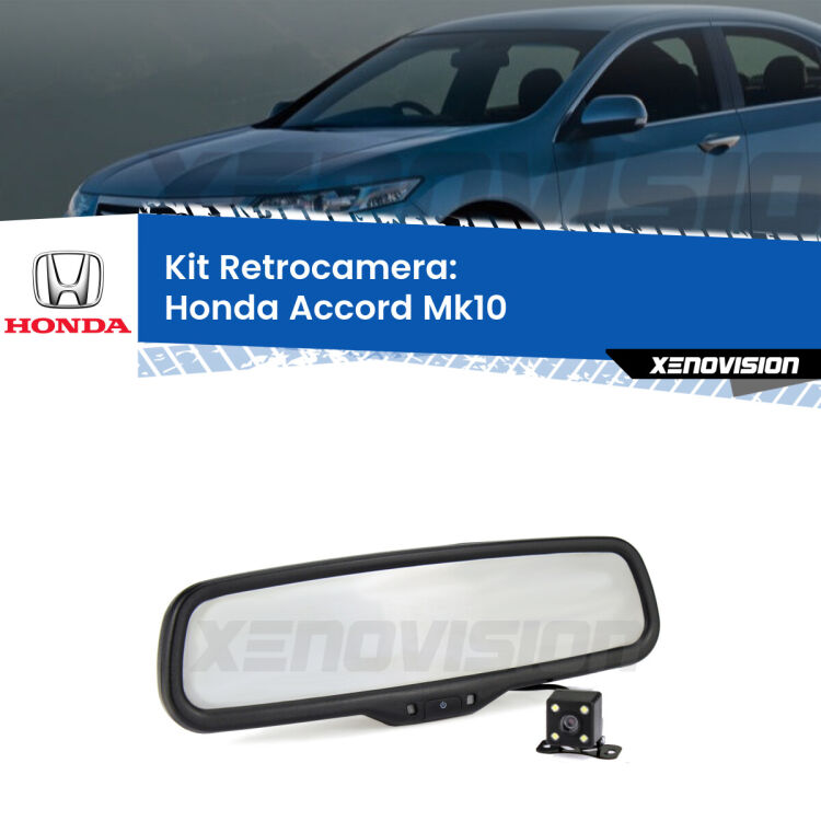 Kit Telecamera Parcheggio e Specchietto retrovisore con display invisibile per Honda Accord Mk10. Spento è identico all’originale. In retromarcia, l’immagine appare in un riquadro prima invisibile