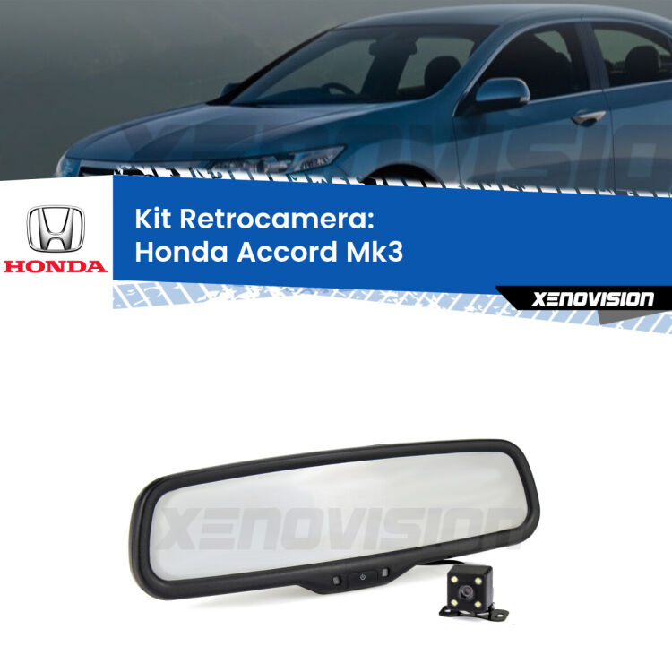 Kit Telecamera Parcheggio e Specchietto retrovisore con display invisibile per Honda Accord Mk3. Spento è identico all’originale. In retromarcia, l’immagine appare in un riquadro prima invisibile