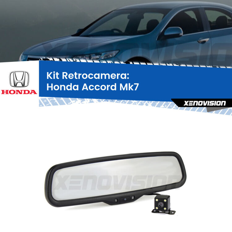 Kit Telecamera Parcheggio e Specchietto retrovisore con display invisibile per Honda Accord Mk7. Spento è identico all’originale. In retromarcia, l’immagine appare in un riquadro prima invisibile