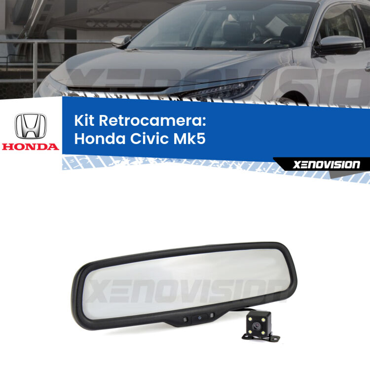 Kit Telecamera Parcheggio e Specchietto retrovisore con display invisibile per Honda Civic Mk5. Spento è identico all’originale. In retromarcia, l’immagine appare in un riquadro prima invisibile