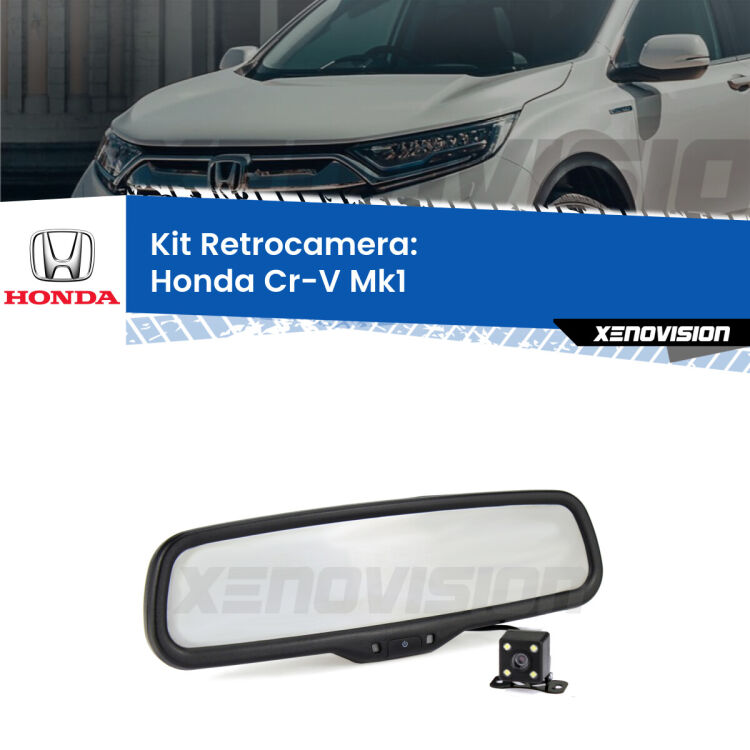 Kit Telecamera Parcheggio e Specchietto retrovisore con display invisibile per Honda Cr-V Mk1. Spento è identico all’originale. In retromarcia, l’immagine appare in un riquadro prima invisibile