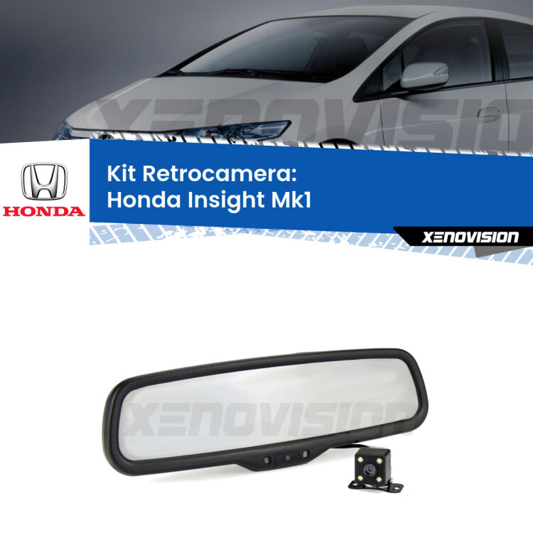 Kit Telecamera Parcheggio e Specchietto retrovisore con display invisibile per Honda Insight Mk1. Spento è identico all’originale. In retromarcia, l’immagine appare in un riquadro prima invisibile