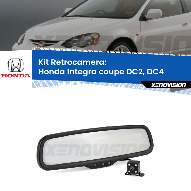 Kit Telecamera Parcheggio e Specchietto retrovisore con display invisibile per Honda Integra coupe DC2, DC4. Spento è identico all’originale. In retromarcia, l’immagine appare in un riquadro prima invisibile