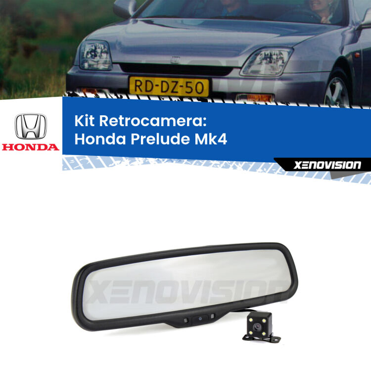 Kit Telecamera Parcheggio e Specchietto retrovisore con display invisibile per Honda Prelude Mk4. Spento è identico all’originale. In retromarcia, l’immagine appare in un riquadro prima invisibile