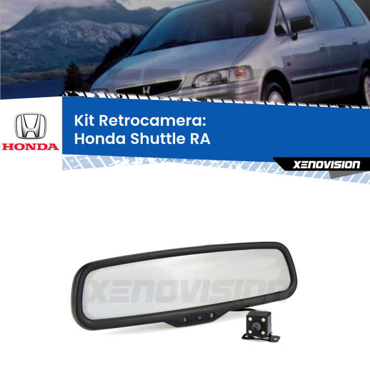 Kit Telecamera Parcheggio e Specchietto retrovisore con display invisibile per Honda Shuttle RA. Spento è identico all’originale. In retromarcia, l’immagine appare in un riquadro prima invisibile