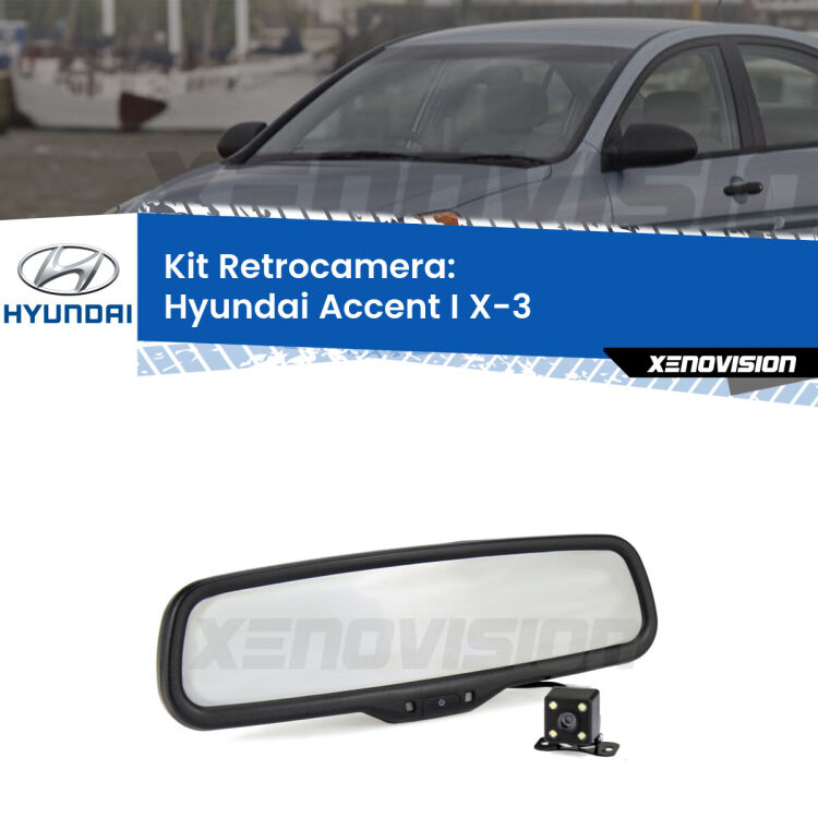 Kit Telecamera Parcheggio e Specchietto retrovisore con display invisibile per Hyundai Accent I X-3. Spento è identico all’originale. In retromarcia, l’immagine appare in un riquadro prima invisibile