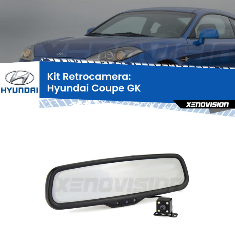 Kit Telecamera Parcheggio e Specchietto retrovisore con display invisibile per Hyundai Coupe GK. Spento è identico all’originale. In retromarcia, l’immagine appare in un riquadro prima invisibile