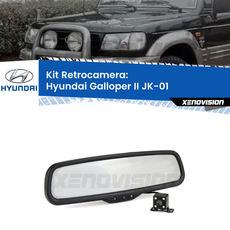 Kit Telecamera Parcheggio e Specchietto retrovisore con display invisibile per Hyundai Galloper II JK-01. Spento è identico all’originale. In retromarcia, l’immagine appare in un riquadro prima invisibile