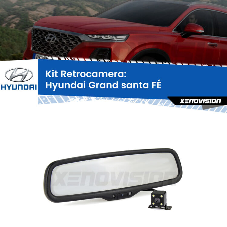 Kit Telecamera Parcheggio e Specchietto retrovisore con display invisibile per Hyundai Grand santa FÉ . Spento è identico all’originale. In retromarcia, l’immagine appare in un riquadro prima invisibile