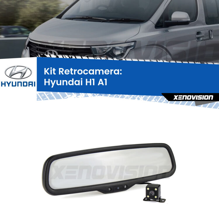 Kit Telecamera Parcheggio e Specchietto retrovisore con display invisibile per Hyundai H1 A1. Spento è identico all’originale. In retromarcia, l’immagine appare in un riquadro prima invisibile