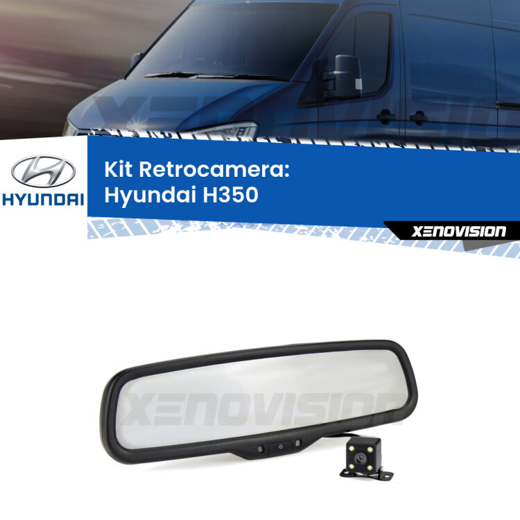 Kit Telecamera Parcheggio e Specchietto retrovisore con display invisibile per Hyundai H350 . Spento è identico all’originale. In retromarcia, l’immagine appare in un riquadro prima invisibile