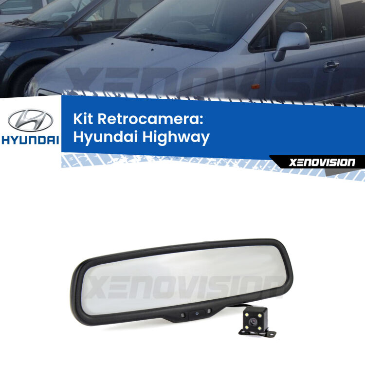 Kit Telecamera Parcheggio e Specchietto retrovisore con display invisibile per Hyundai Highway . Spento è identico all’originale. In retromarcia, l’immagine appare in un riquadro prima invisibile