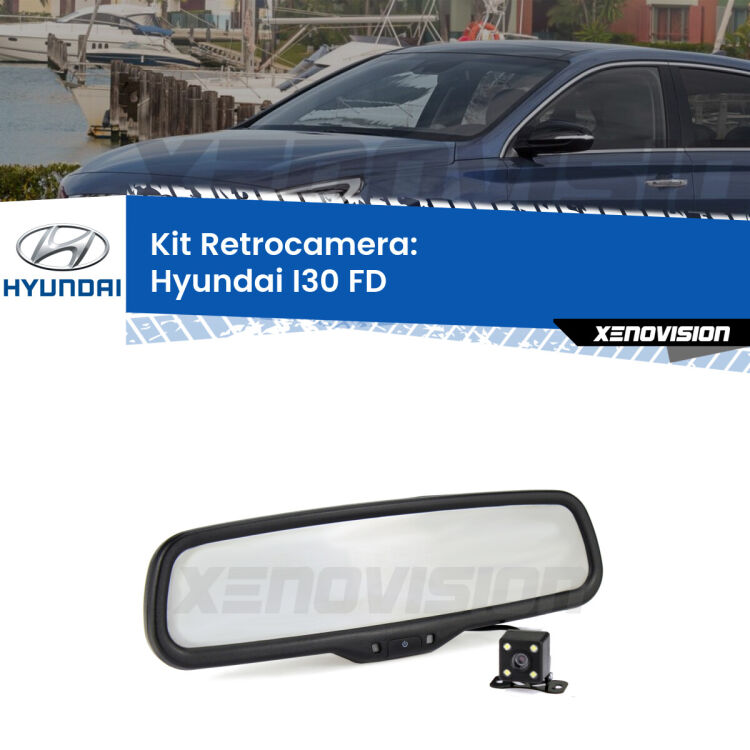 Kit Telecamera Parcheggio e Specchietto retrovisore con display invisibile per Hyundai I30 FD. Spento è identico all’originale. In retromarcia, l’immagine appare in un riquadro prima invisibile