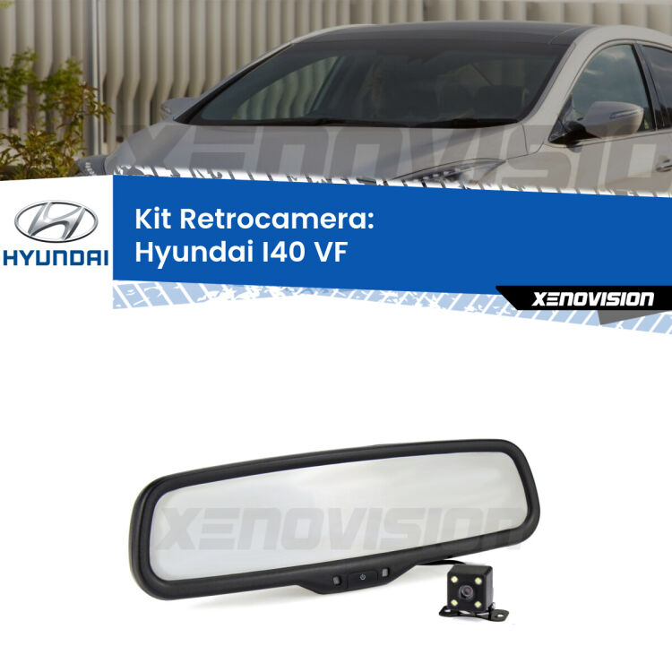 Kit Telecamera Parcheggio e Specchietto retrovisore con display invisibile per Hyundai I40 VF. Spento è identico all’originale. In retromarcia, l’immagine appare in un riquadro prima invisibile