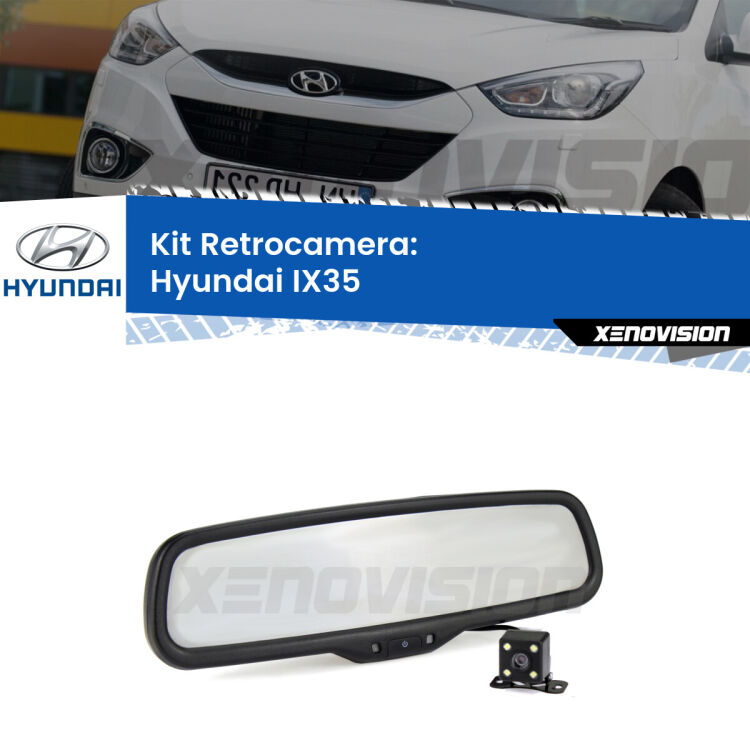 Kit Telecamera Parcheggio e Specchietto retrovisore con display invisibile per Hyundai IX35 . Spento è identico all’originale. In retromarcia, l’immagine appare in un riquadro prima invisibile