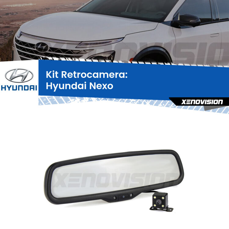 Kit Telecamera Parcheggio e Specchietto retrovisore con display invisibile per Hyundai Nexo . Spento è identico all’originale. In retromarcia, l’immagine appare in un riquadro prima invisibile