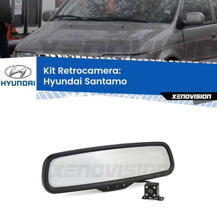 Kit Telecamera Parcheggio e Specchietto retrovisore con display invisibile per Hyundai Santamo . Spento è identico all’originale. In retromarcia, l’immagine appare in un riquadro prima invisibile