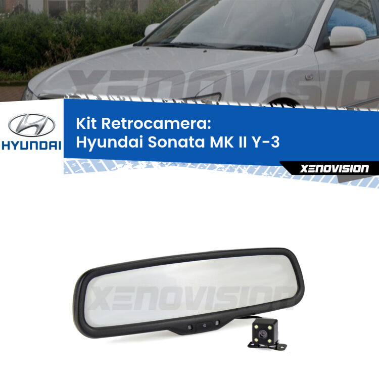 Kit Telecamera Parcheggio e Specchietto retrovisore con display invisibile per Hyundai Sonata MK II Y-3. Spento è identico all’originale. In retromarcia, l’immagine appare in un riquadro prima invisibile