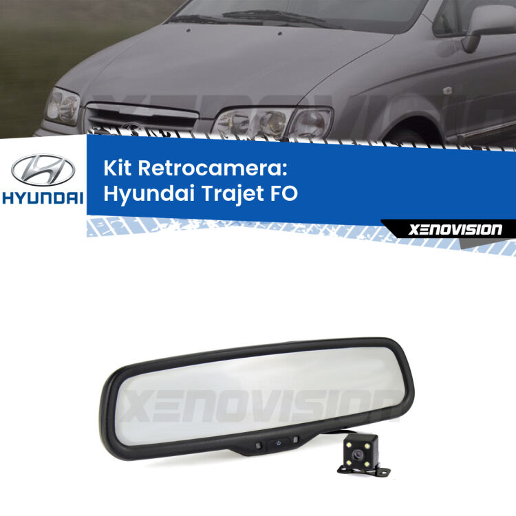 Kit Telecamera Parcheggio e Specchietto retrovisore con display invisibile per Hyundai Trajet FO. Spento è identico all’originale. In retromarcia, l’immagine appare in un riquadro prima invisibile