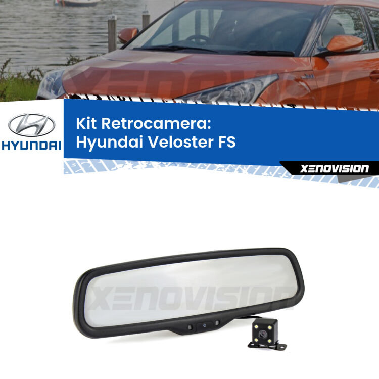 Kit Telecamera Parcheggio e Specchietto retrovisore con display invisibile per Hyundai Veloster FS. Spento è identico all’originale. In retromarcia, l’immagine appare in un riquadro prima invisibile