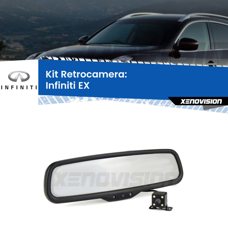 Kit Telecamera Parcheggio e Specchietto retrovisore con display invisibile per Infiniti EX . Spento è identico all’originale. In retromarcia, l’immagine appare in un riquadro prima invisibile