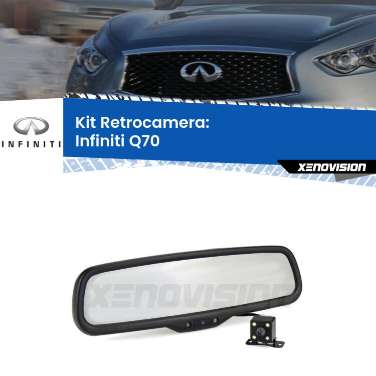 Kit Telecamera Parcheggio e Specchietto retrovisore con display invisibile per Infiniti Q70 . Spento è identico all’originale. In retromarcia, l’immagine appare in un riquadro prima invisibile