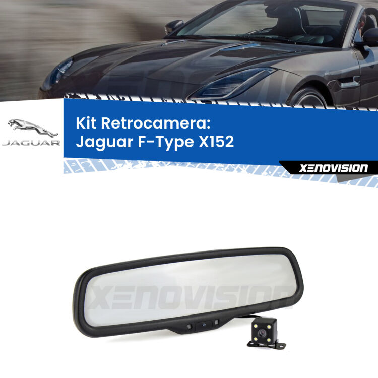 Kit Telecamera Parcheggio e Specchietto retrovisore con display invisibile per Jaguar F-Type X152. Spento è identico all’originale. In retromarcia, l’immagine appare in un riquadro prima invisibile